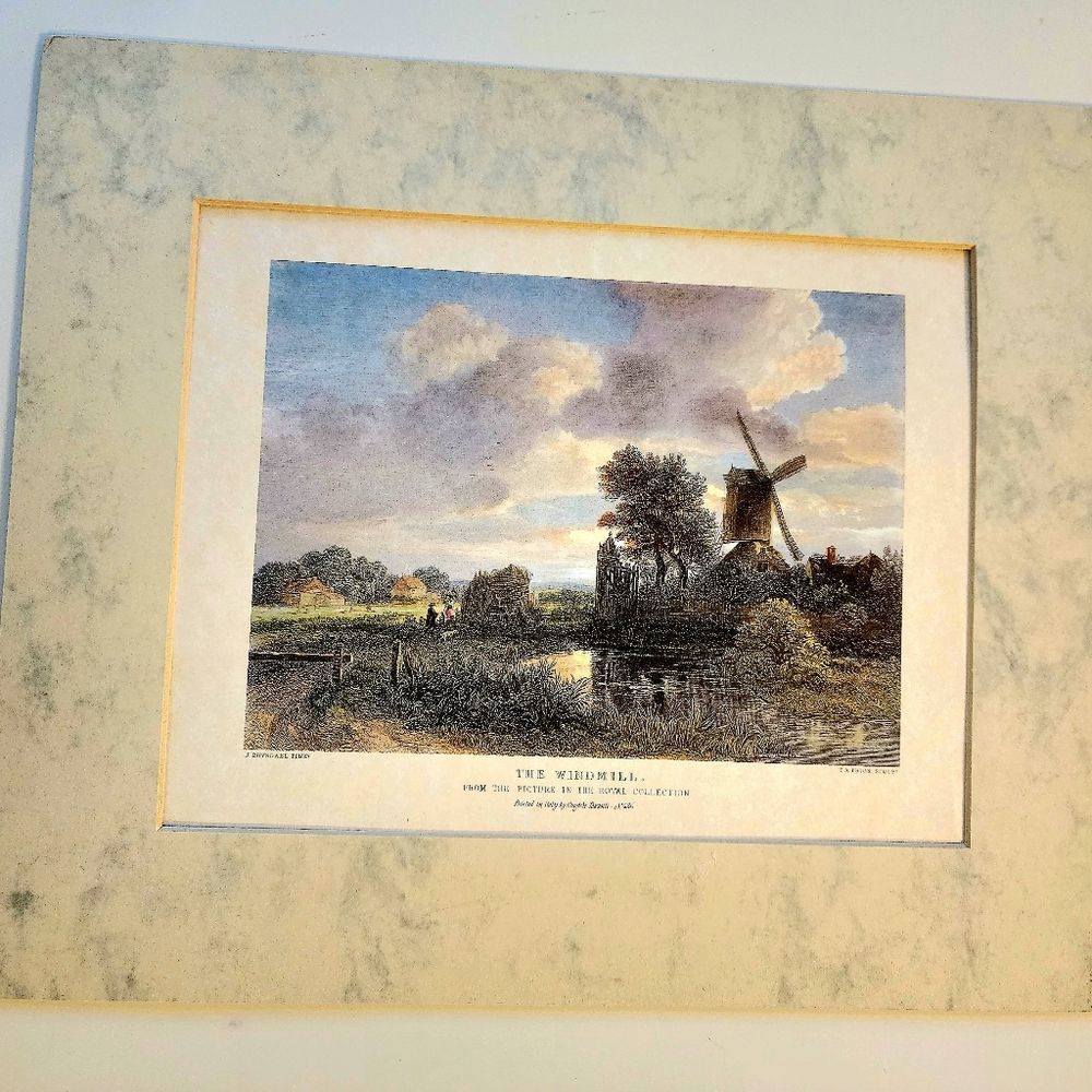 The Windmill Dutch Landscape Vintage Art Print Picture Matted Royal J. Ruysdael